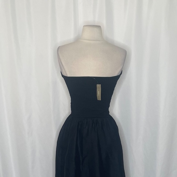 NWT!! J. CREW Strapless Mixy Dress Solid Black Midi Textured Preppy Medium - Picture 10 of 16